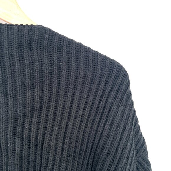 NEW code x Mode black ribbed open front cardigan sweater oversized crop cozy M - Picture 5 of 11